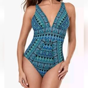 Miraclesuit Gypsy Odyssey Strapless One Piece Swimsuit Size 16